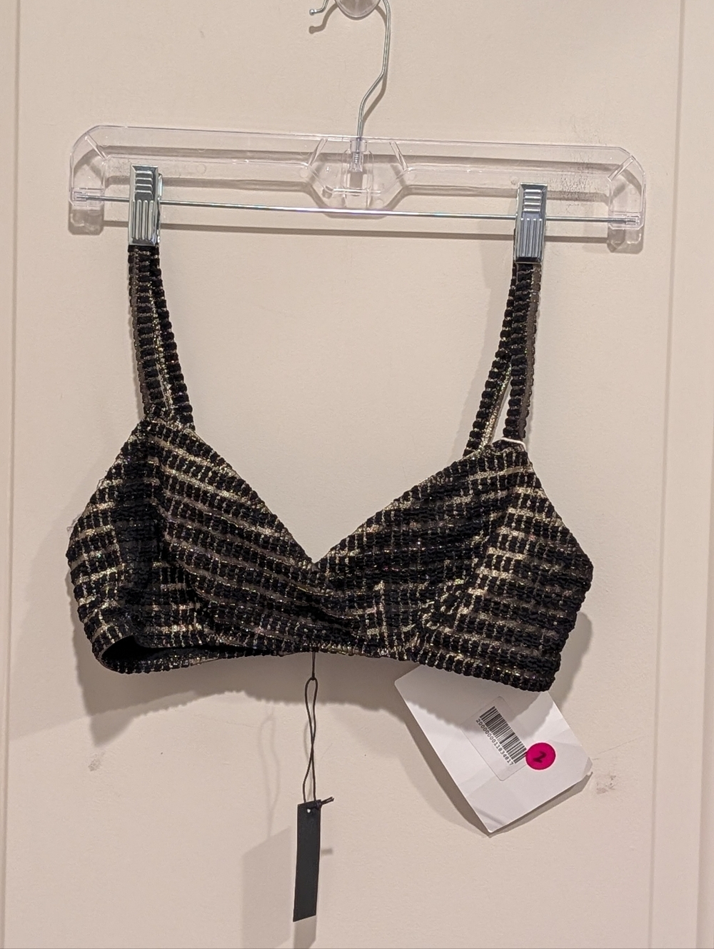 Lisa Marie Fernandez twist-front metallic stretch-jacquard bikini Top 3 / Medium